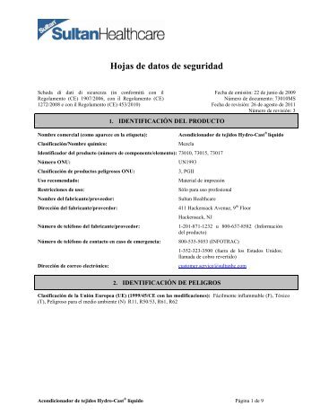 Hojas de datos de seguridad - Sultan Healthcare