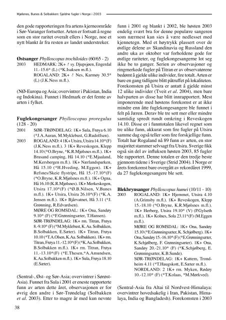 Ornis Norvegica 1-2005 - Norsk Ornitologisk Forening