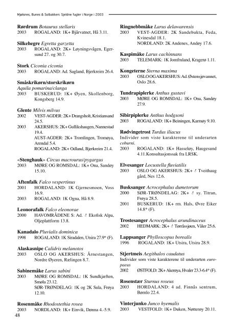 Ornis Norvegica 1-2005 - Norsk Ornitologisk Forening