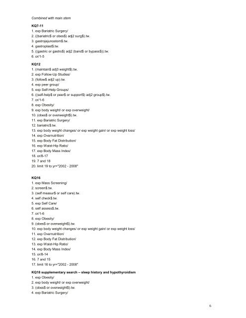 Guideline No. 115: Management of obesity - search strategy - SIGN