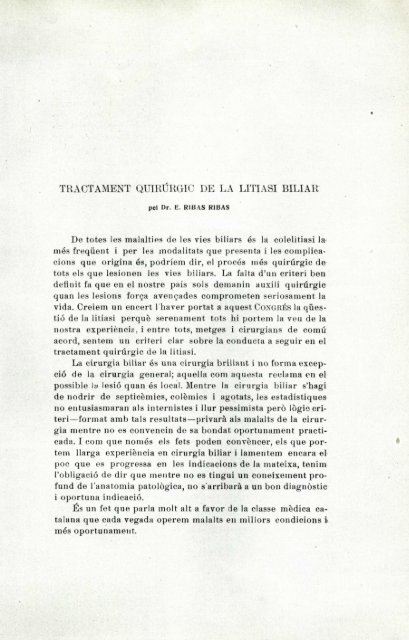 Tractament quirúrgic de la litiasi biliar - Institut d'Estudis Catalans