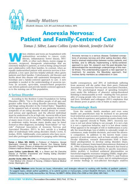 Anorexia Nervosa: Patient and Family-Centered Care - Wiki Home