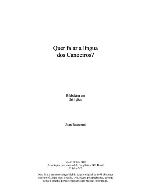 Quer falar a língua dos Canoeiros?