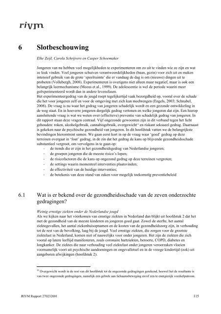 RIVM rapport 270232001 Spelen met gezondheid - Leefstijl en ...