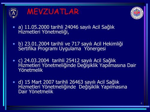 Acil Sağlık Hizmetleri Mevzuatları - Ankara 112