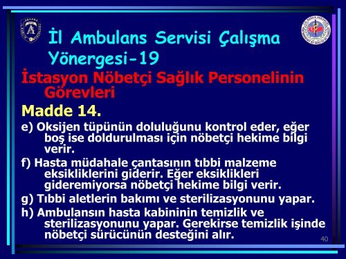 Acil Sağlık Hizmetleri Mevzuatları - Ankara 112