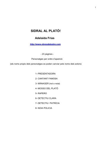 SIDRAL AL PLATÓ! Adelaida Frías