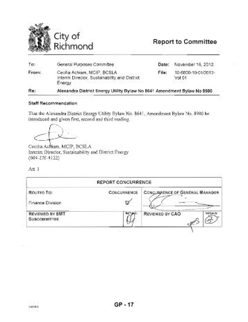 Alexandra District Energy Utility Bylaw No. 8641 ... - City of Richmond