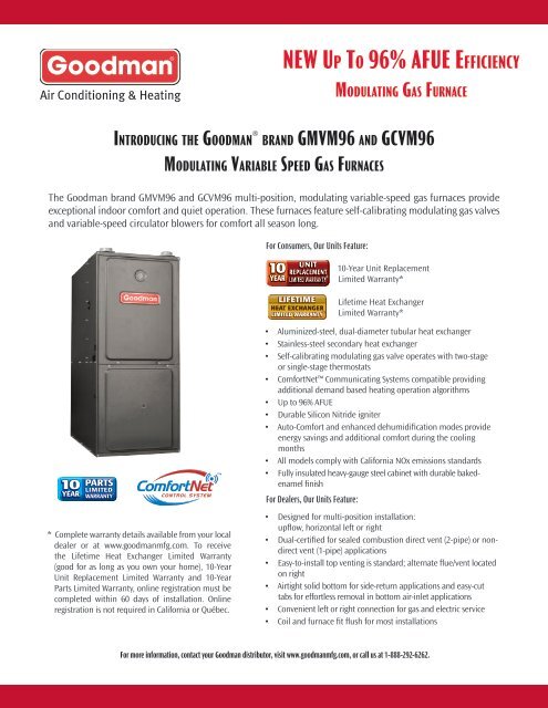 Goodman Furnace GMVC96 Stage Furnace 60,000 BTU Up To 96%, 54% OFF