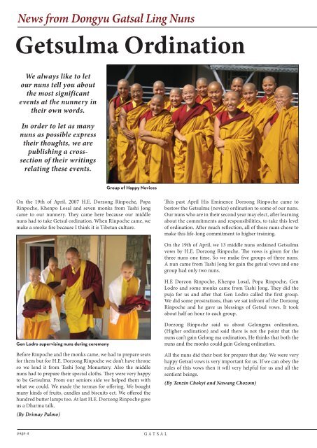 GATSAL - The Official Tenzin Palmo Website