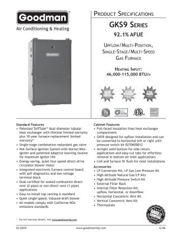 GKS9 Spec Sheet.pdf - Johnstone Supply