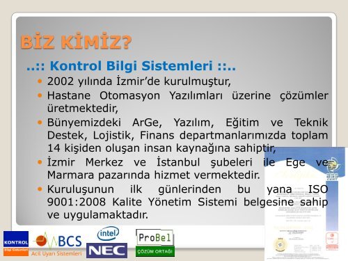 acil uyarı sistemleri - Kontrol Bilgi Sistemleri