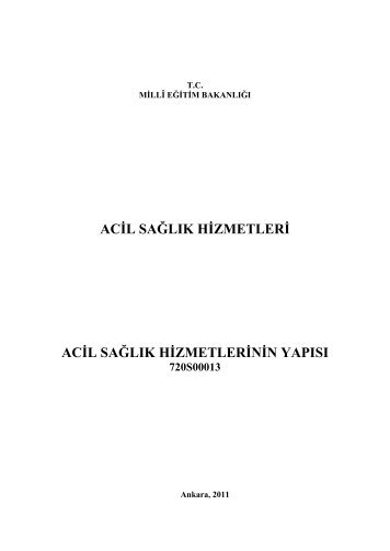 Acil Sağlık Hizmetlerinin Yapısı - Meslekî ve Teknik Eğitim Genel ...