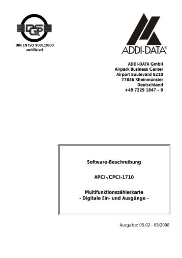 Digitale Ein- und Ausgänge - ADDI-DATA
