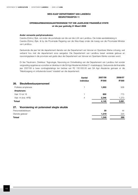 Departement van Landbou - Department of Agriculture: Western Cape