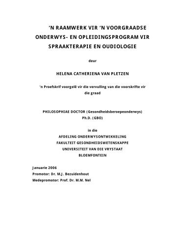 'N RAAMWERK VIR 'N VOORGRAADSE ONDERWYS- EN ...