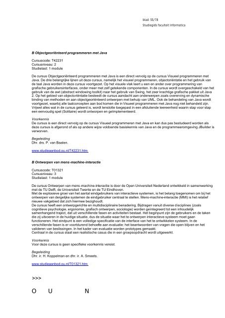 Studiegids 2005-2006 Faculteit Informatica - Open Universiteit ...