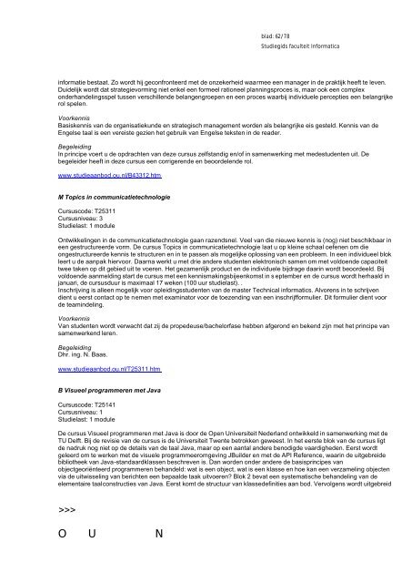 Studiegids 2005-2006 Faculteit Informatica - Open Universiteit ...