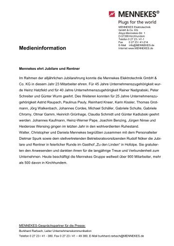 Medieninformation - Mennekes