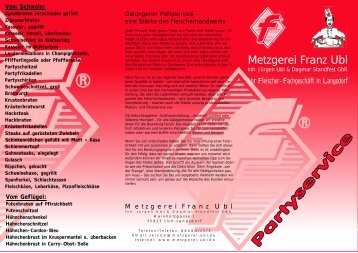 Partyservice-Flyer - Metzgerei Franz Ubl GbR