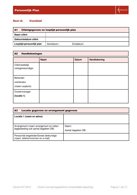 Anzai Deuk Afhankelijk Format persoonlijk plan (pdf) - In voor zorg!