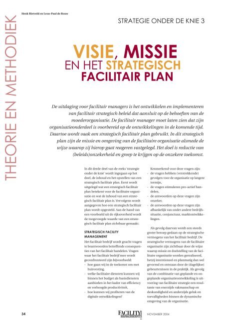 Betere Visie, missie en het strategisch facilitair plan - FMresource.nl NY-03