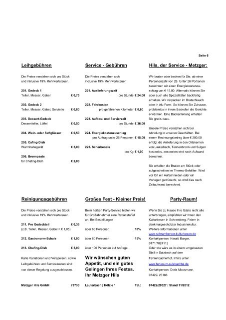 Party-Service - Metzger Hils - Schwarzwälder Fleisch- und Wurstwaren