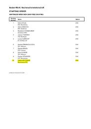 Baden-Württ. Nachwuchsmeisterschaft STARTING ORDER