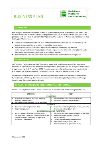 BUSINESS PLAN - Gemeente Soest