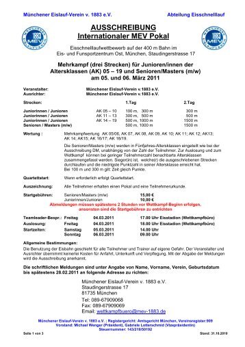 AUSSCHREIBUNG Internationaler MEV Pokal - beim Münchener ...