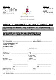 AANSOEK OM 'N BETREKKING / APPLICATION FOR EMPLOYMENT