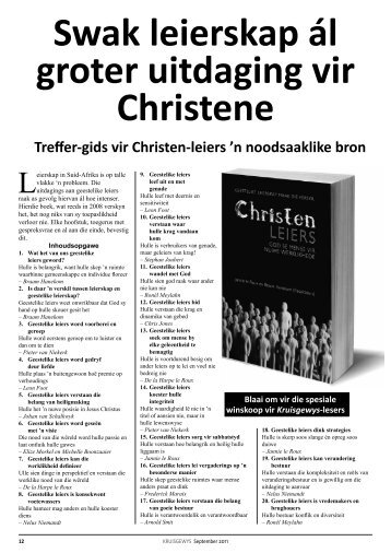 Swak leierskap ál groter uitdaging vir Christene