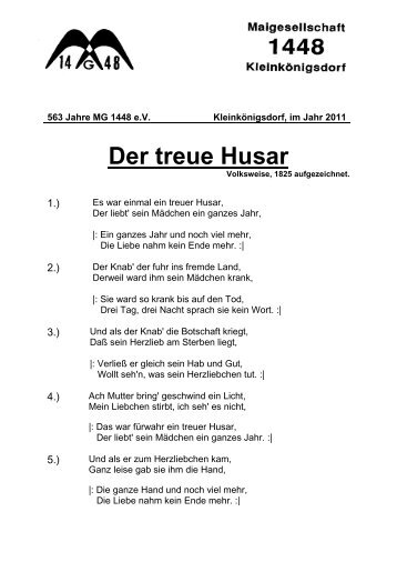 Der treue Husar - Maigesellschaft 1448 Kleinkönigsdorf eV