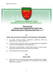 Satzung des FÃ¶rdervereins - Mittelrheinischer Golfclub Bad Ems