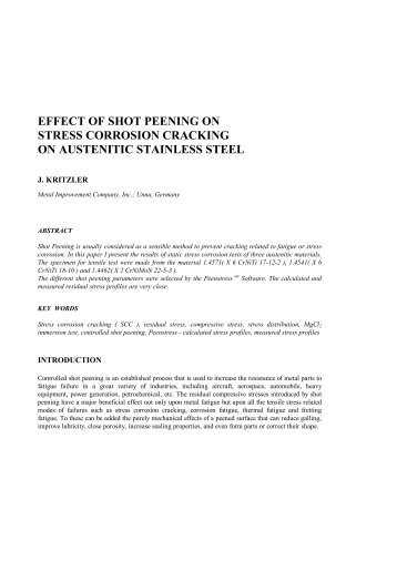 Effect of Shot Peening on SCC of Austenitic - Metal Improvement ...