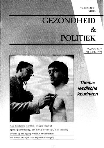 Tijdschrift Gezondheid en Politiek jaargang 1992 nr 3