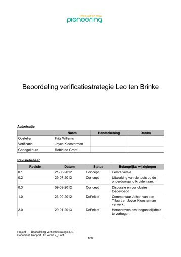 Rapport Beoordeling verificatiestrategie Leo ten Brinke