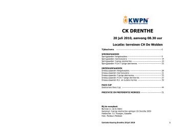 2010-07-20 startlijst CK Drenthe - KWPN