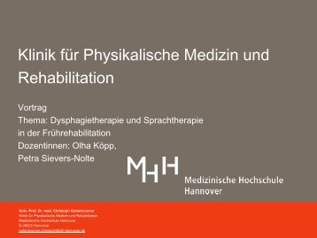 Dysphagie und Sprachtherapie in der Frührehabilitation 1 ...