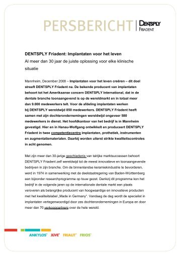 Basic-Persbericht DENSPLY Friadent (PDF, 274 KB) - DENTSPLY ...