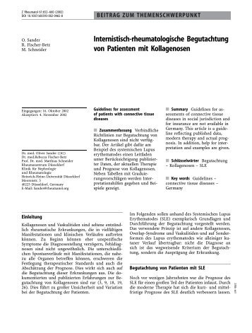 Internistisch-rheumatologische Begutachtung von ... - Springer