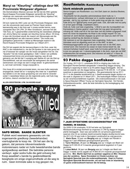 22 April 2011 - Namaqualand Information