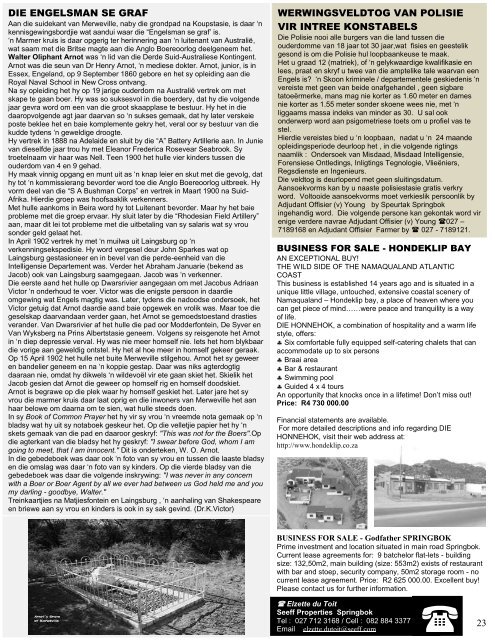 22 April 2011 - Namaqualand Information