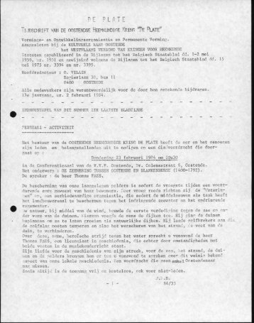 late tijdschrift van de oostendse heemkundige i/ring "pf ... - De Plate