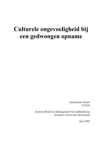 Culturele ongevoeligheid bij een gedwongen opname