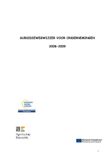 Subsidie Wegwijzer voor Ondernemingen - Publicaties - Vlaanderen ...