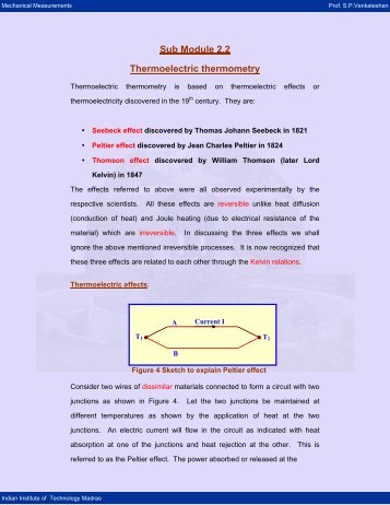 Thermoelectric thermometry - NPTel - Indian Institute of Technology ...