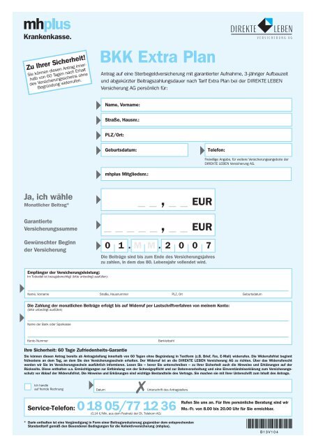 BKK Extra Plan - mhplus Krankenkasse