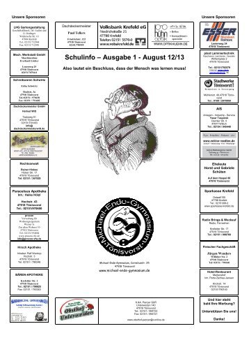 Schulinfo â Ausgabe 1 - August 12/13 - Michael-Ende-Gymnasium