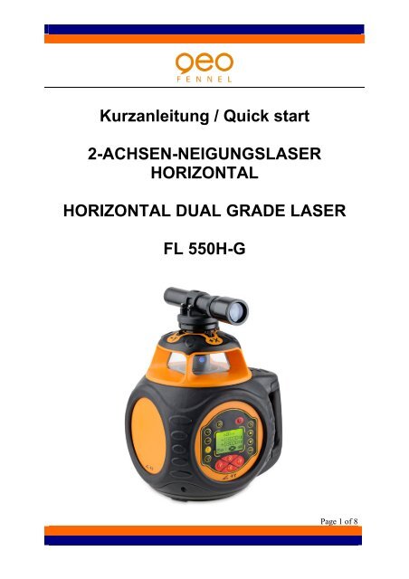 Kurzanleitung / Quick start 2-ACHSEN-NEIGUNGSLASER ...